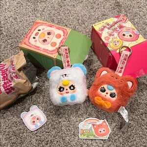 New Baby Three Keychains (2) - Little Mahjong and an Orange Fox
